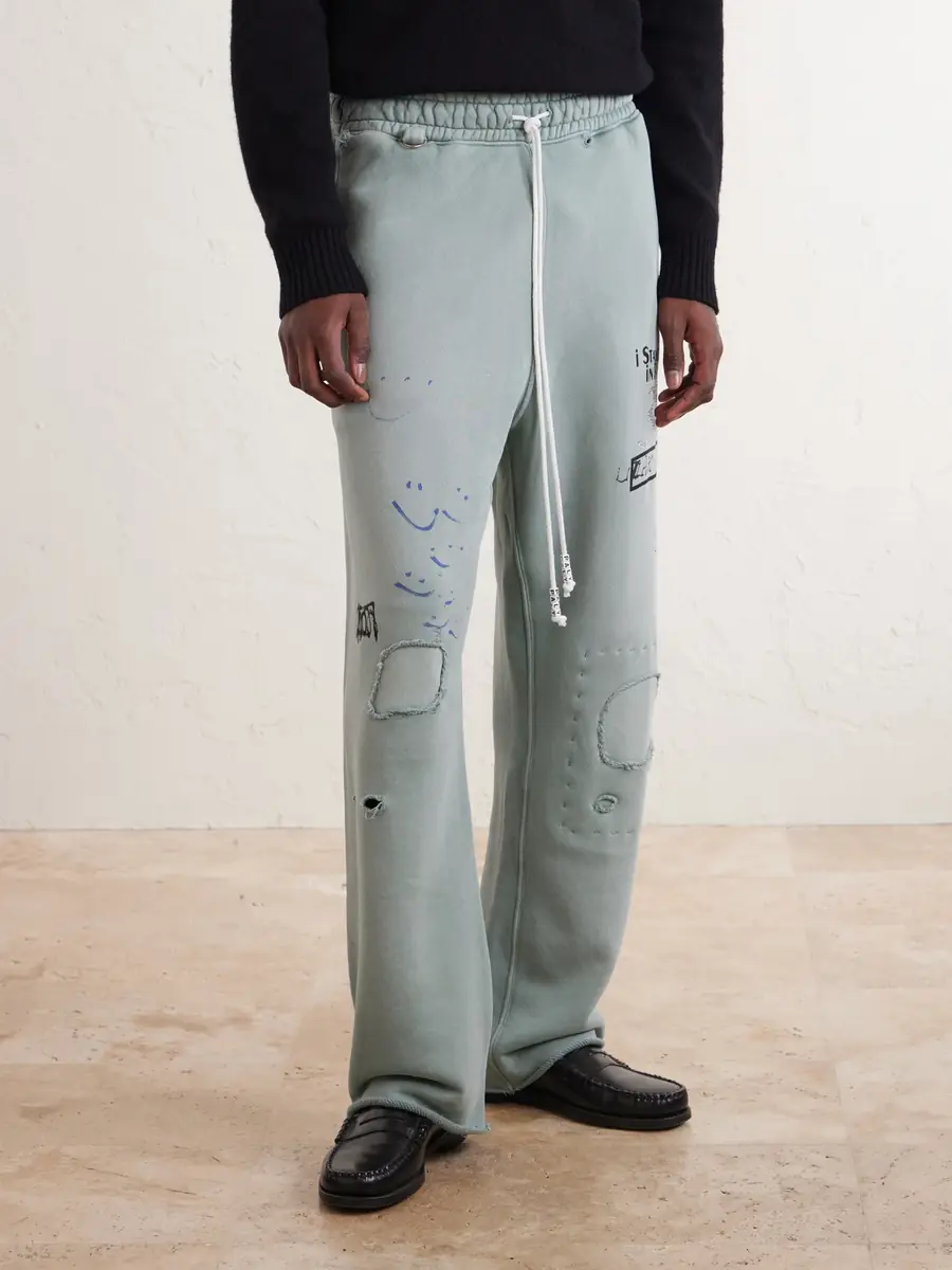 Paly Hollywood Alta Cienega Distressed Embellished Cotton-Fleece Sweatpants - Men | Thumbnail 3 Paly Hollywood Alta Cienega Distressed Embellished Cotton-Fleece Sweatpants - Men | Thumbnail 3