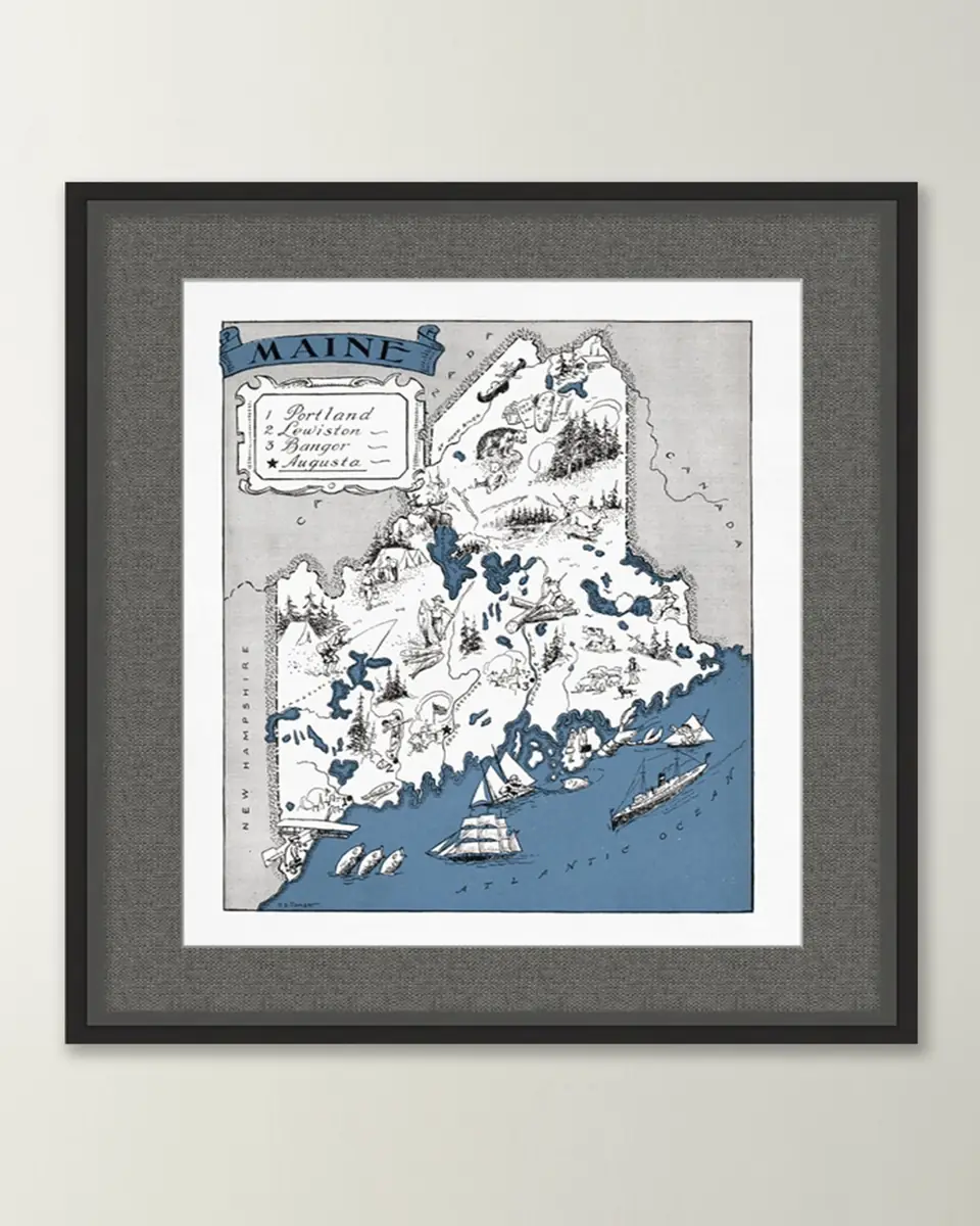 Wendover Art Group Pictorial Map of Maine | Thumbnail 2 Wendover Art Group Pictorial Map of Maine | Thumbnail 2