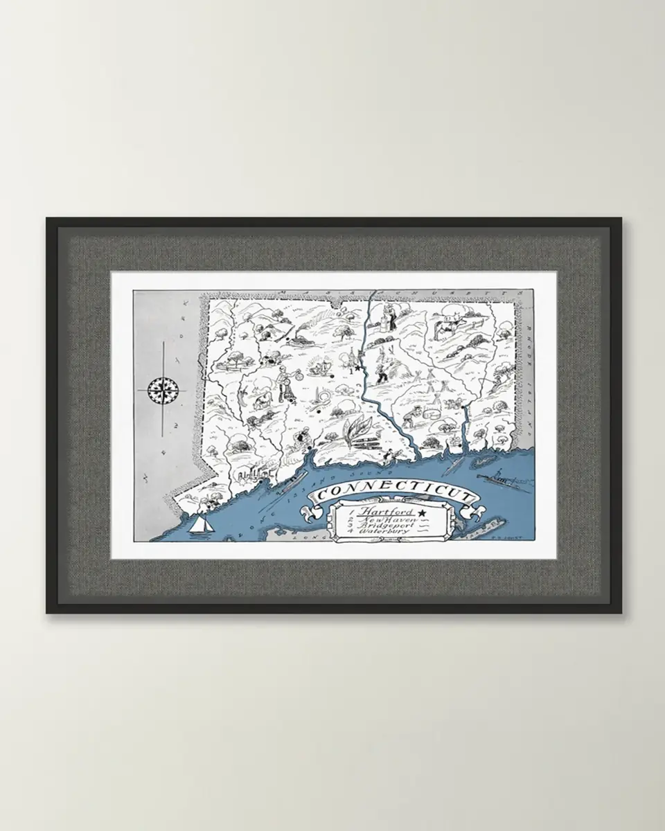 Wendover Art Group Pictorial Map of Connecticut | Thumbnail 2 Wendover Art Group Pictorial Map of Connecticut | Thumbnail 2
