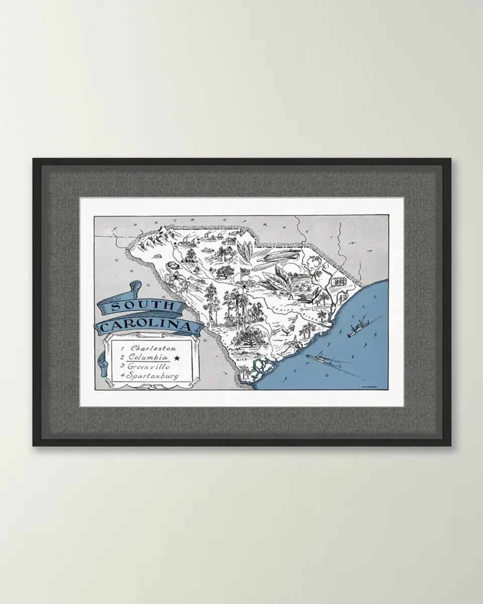 Wendover Art Group Pictorial Map of South Carolina | Thumbnail 2 Wendover Art Group Pictorial Map of South Carolina | Thumbnail 2