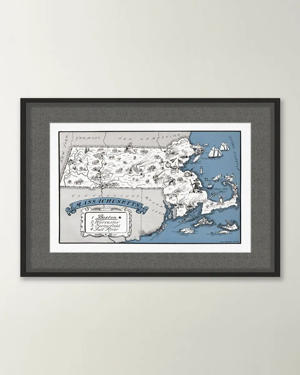 Wendover Art Group Pictorial Map of Massachusetts | Thumbnail 2 Wendover Art Group Pictorial Map of Massachusetts | Thumbnail 2