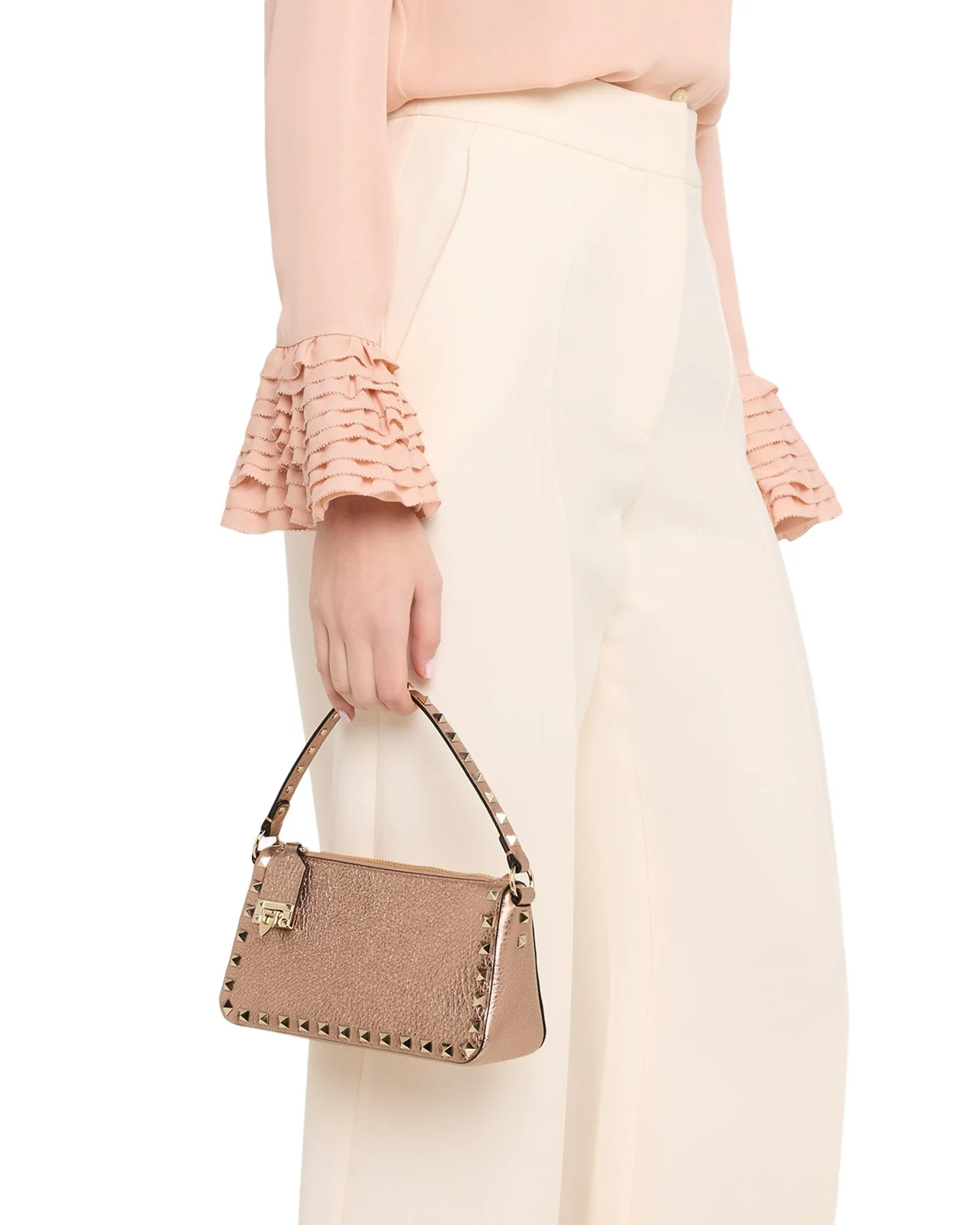 Rockstud Small Laminated Grainy Calfskin Leather Crossbody Bag