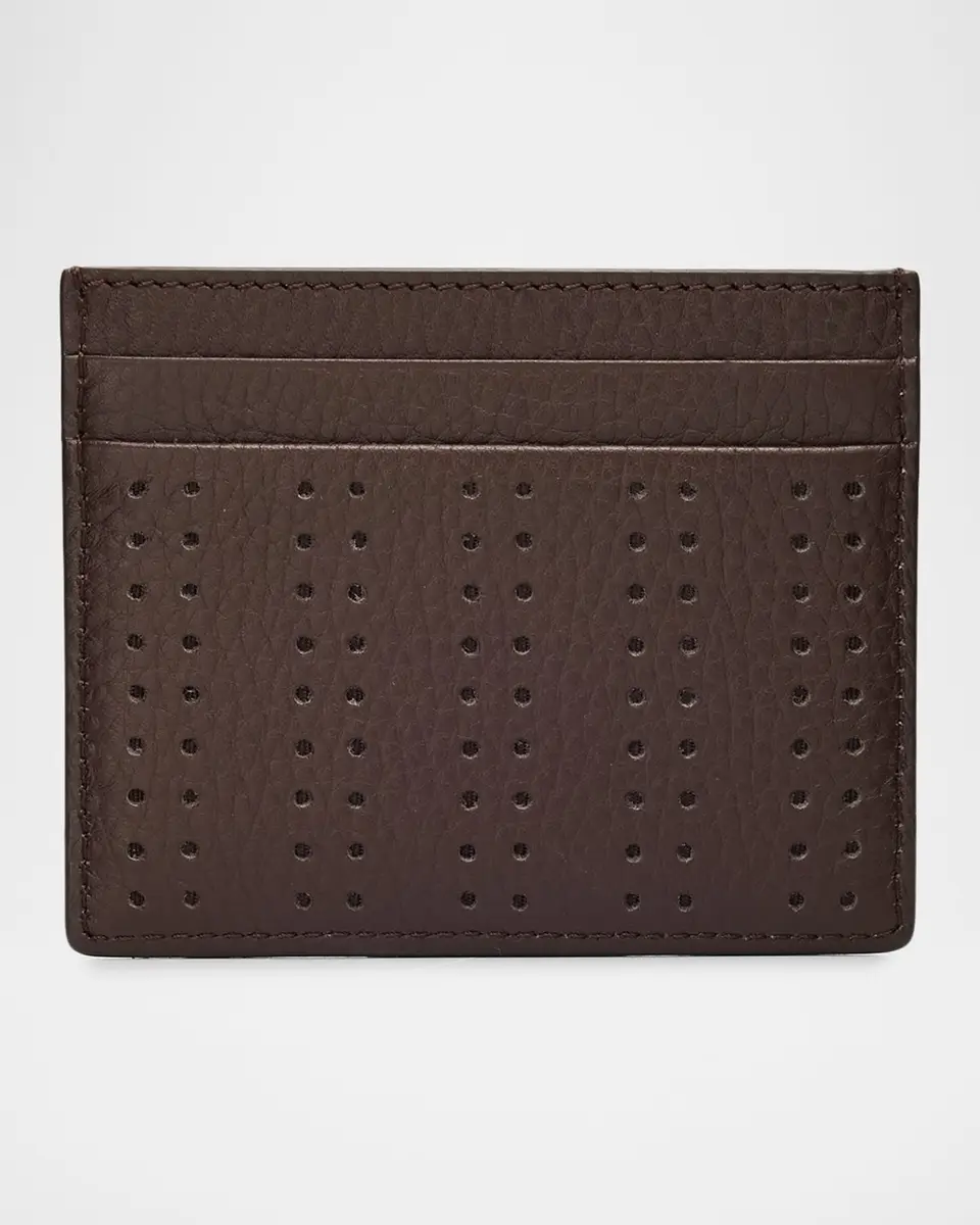Valentino Garavani Men's Perforated Leather VLogo Card Holder | Thumbnail 3 Valentino Garavani Men's Perforated Leather VLogo Card Holder | Thumbnail 3