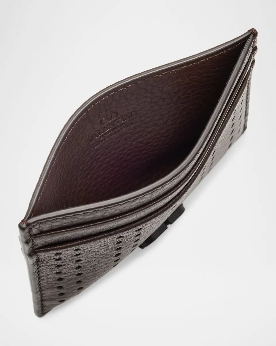 Valentino Garavani Men's Perforated Leather VLogo Card Holder | Thumbnail 4 Valentino Garavani Men's Perforated Leather VLogo Card Holder | Thumbnail 4