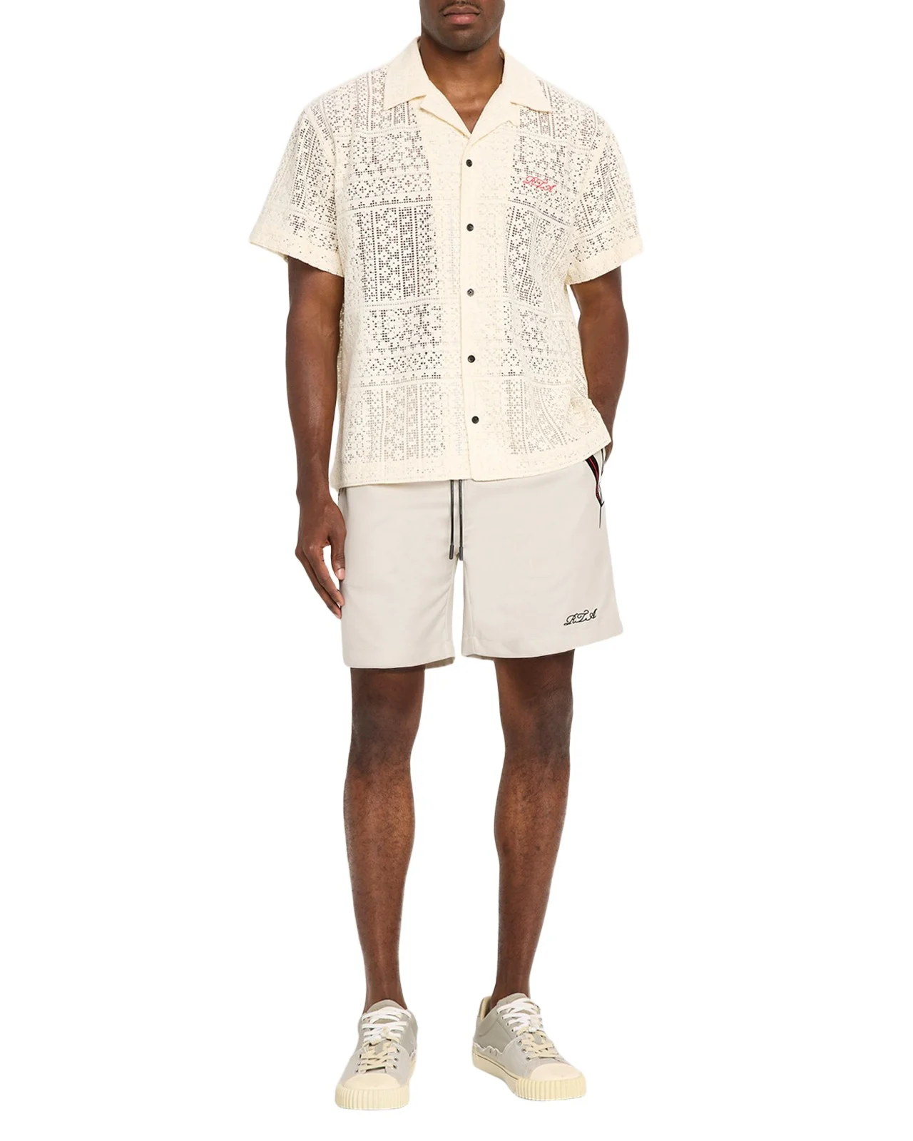RTA Men's Nathan Open-Knit Short-Sleeve Shirt