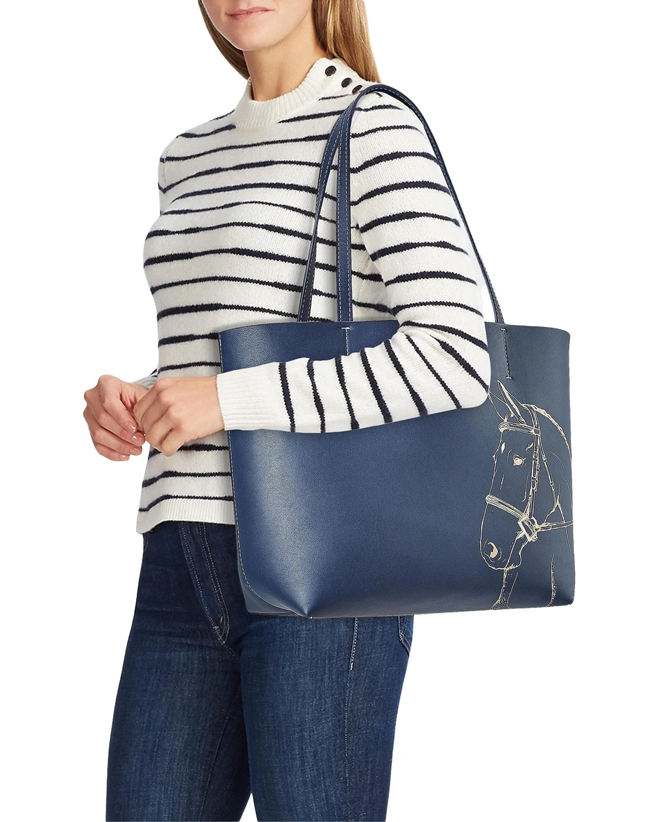 GiGi New York x Melissa Bamber Hunter Horse-Printed Leather Tote Bag