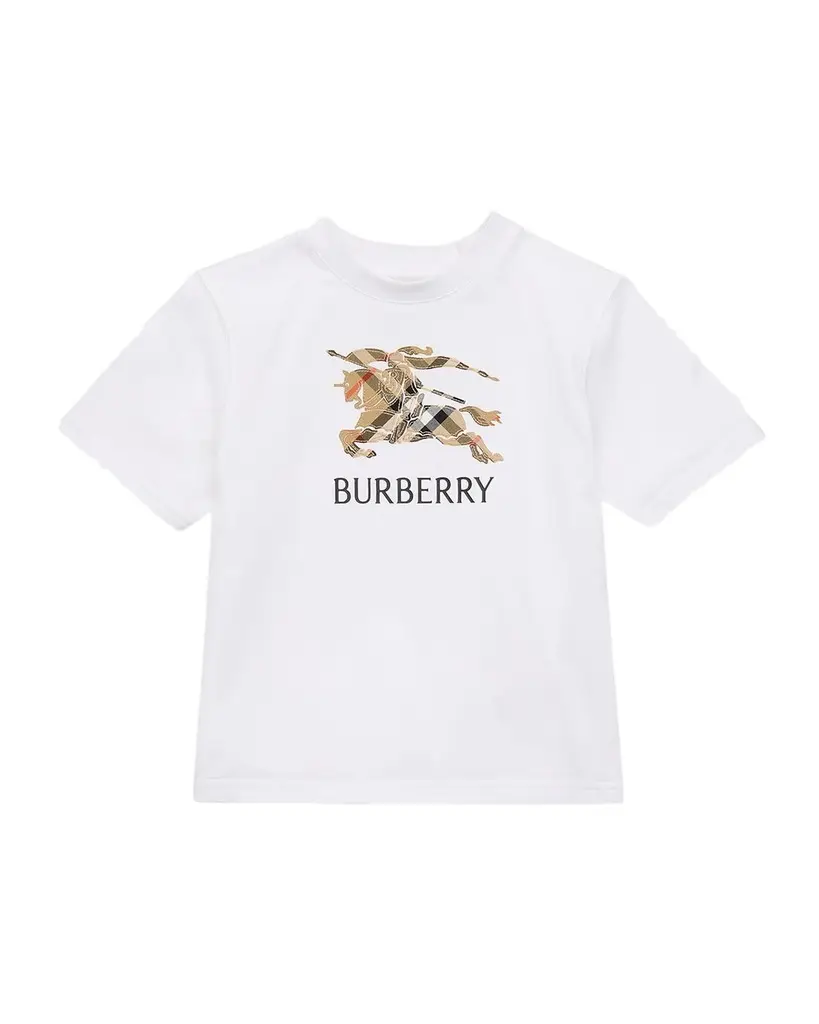 Burberry Boy's EKD Embroidered Check Cotton T-Shirt, Size 6M | Image 1 Burberry Boy's EKD Embroidered Check Cotton T-Shirt, Size 6M | Image 1