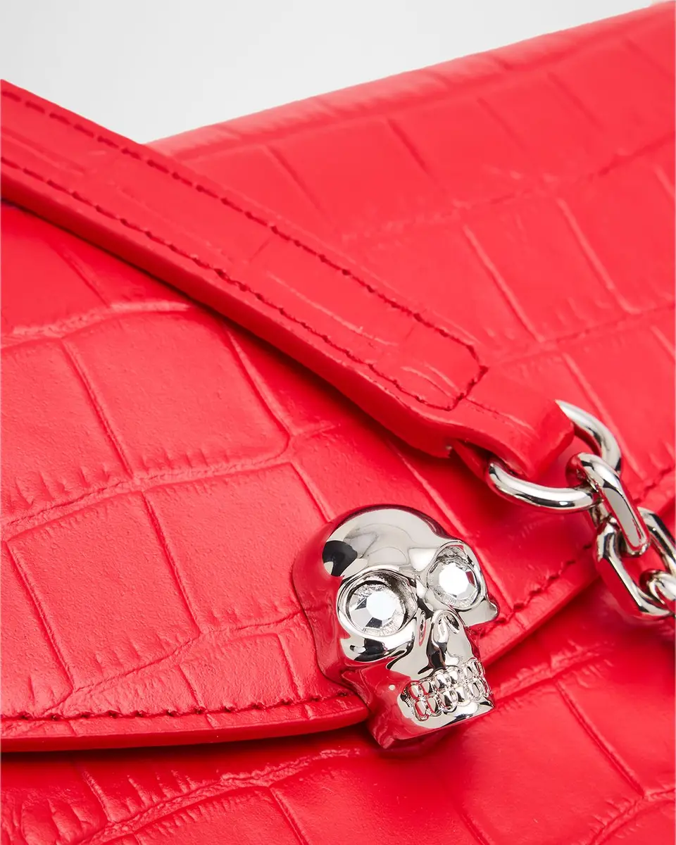 Alexander McQueen Skull Mini Croc-Embossed Leather Top-Handle Bag | Thumbnail 6