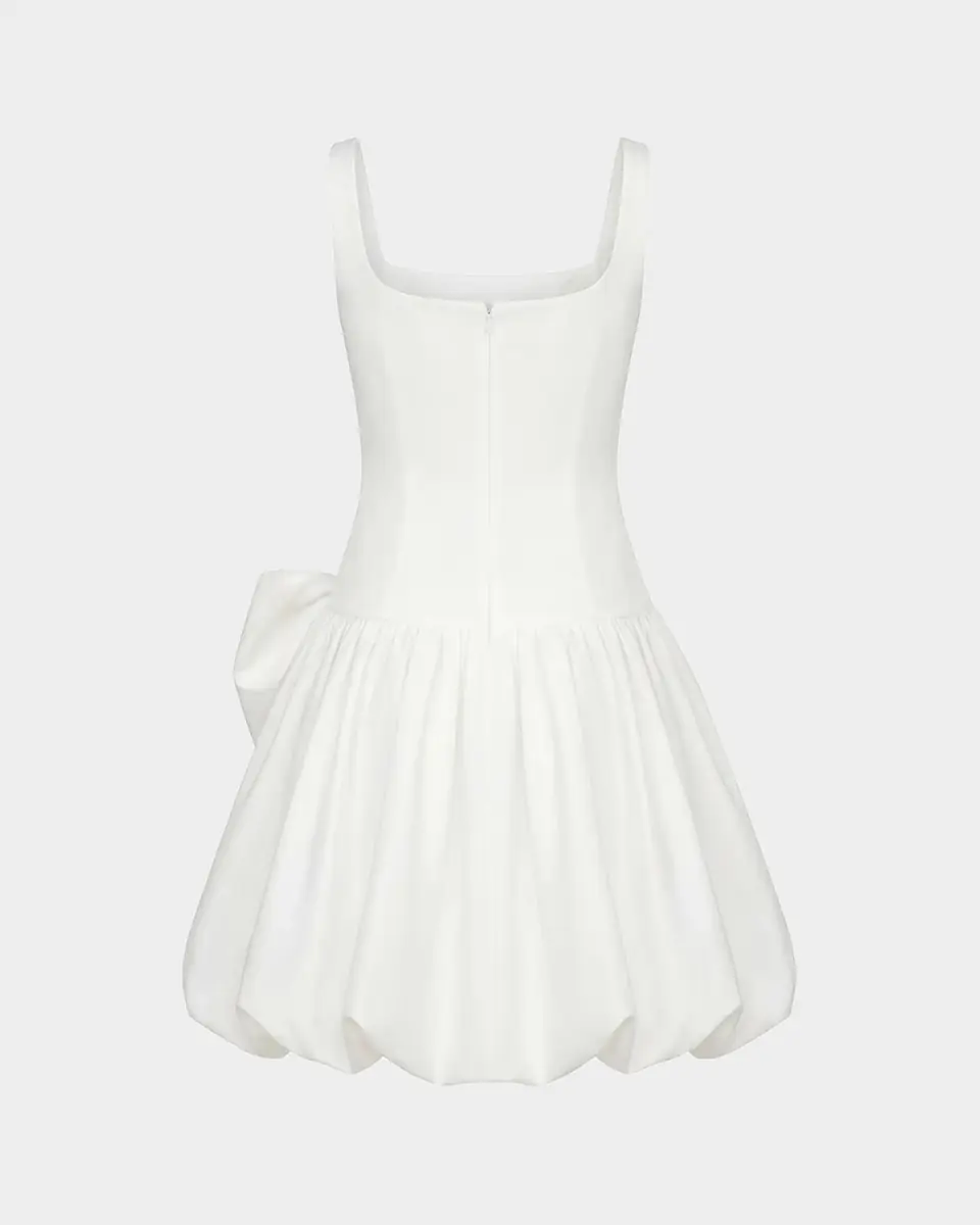 Mac Duggal Rosette Satin Bubble-Hem Mini Dress | Thumbnail 5