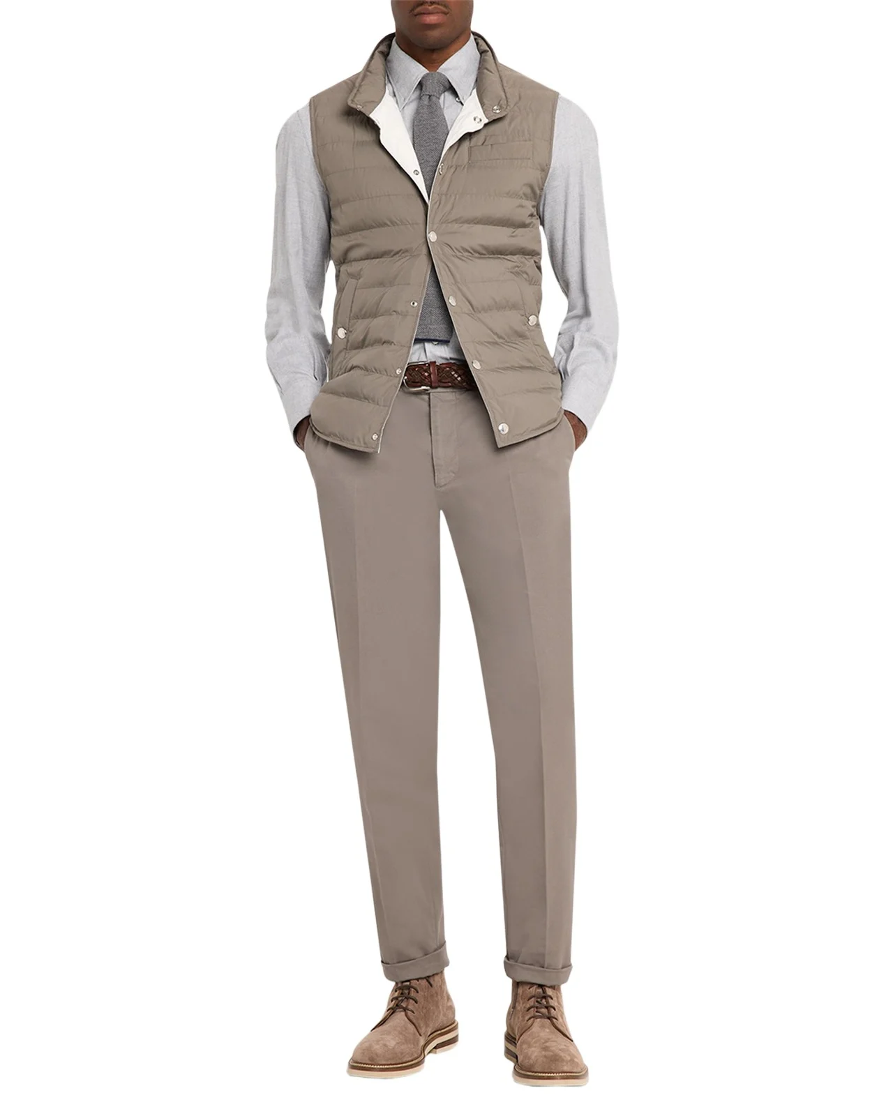 Brunello Cucinelli Men's Quilted Snap-Front Quilted Vest