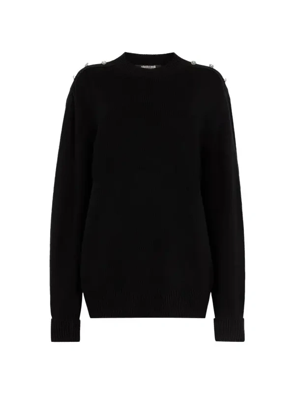 Roberto Cavalli Stud-embellished crew-neck jumper