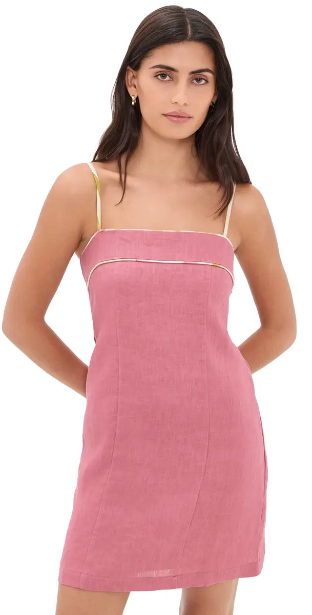 Little Lies Frieda inen Mini Dress Rose | Image 1 Little Lies Frieda inen Mini Dress Rose | Image 1