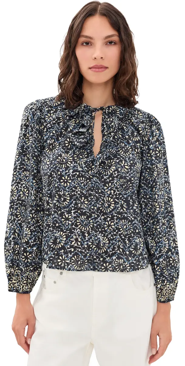 Ulla Johnson Siena Cotton Top Midnight Bloom | Image 1 Ulla Johnson Siena Cotton Top Midnight Bloom | Image 1