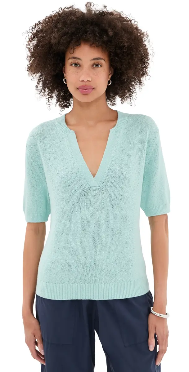 Varley Palmer Knit Top Chalk Blue | Image 1 Varley Palmer Knit Top Chalk Blue | Image 1