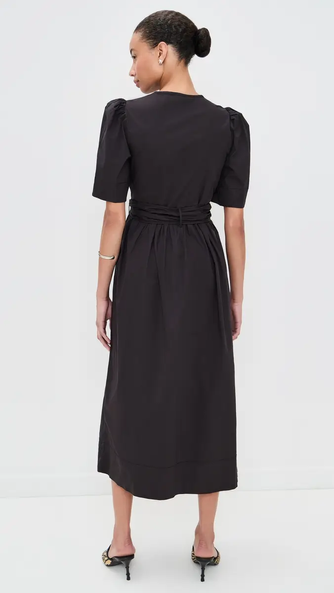 Ganni Stretch Cotton Tie Strap Midi Dress | Thumbnail 3 Ganni Stretch Cotton Tie Strap Midi Dress | Thumbnail 3