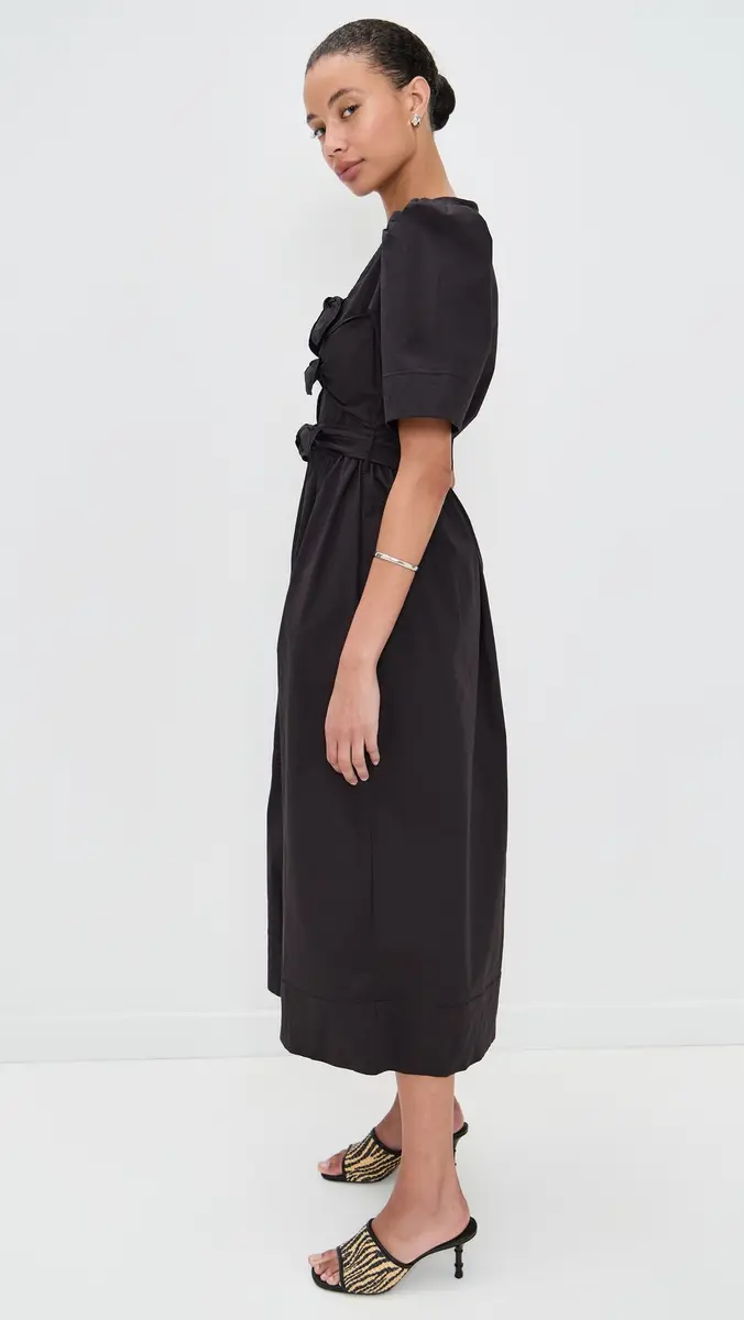 Ganni Stretch Cotton Tie Strap Midi Dress | Thumbnail 4 Ganni Stretch Cotton Tie Strap Midi Dress | Thumbnail 4