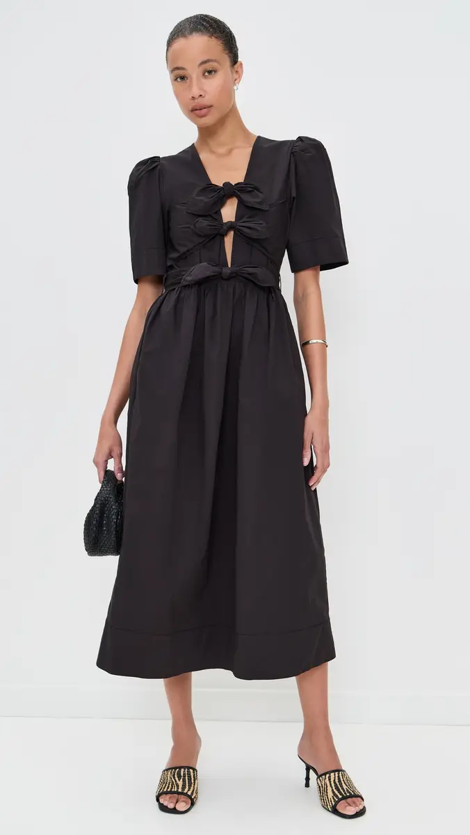 Ganni Stretch Cotton Tie Strap Midi Dress | Thumbnail 5 Ganni Stretch Cotton Tie Strap Midi Dress | Thumbnail 5