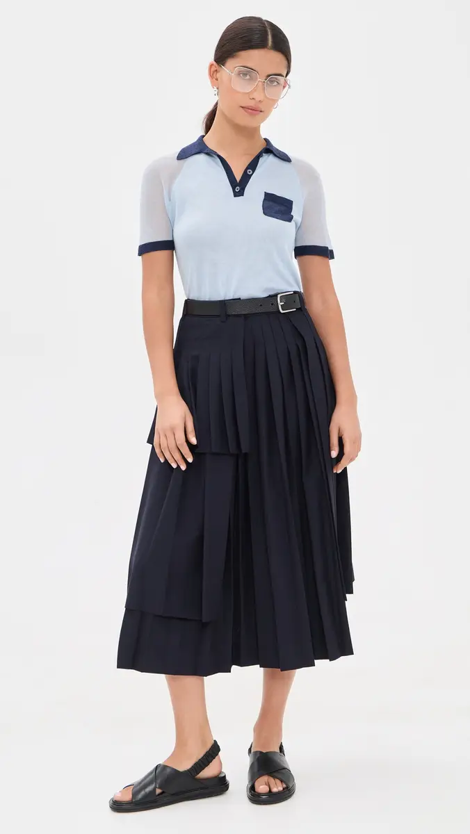 Sea Angelina Suiting Pleated Midi Skirt | Thumbnail 2 Sea Angelina Suiting Pleated Midi Skirt | Thumbnail 2