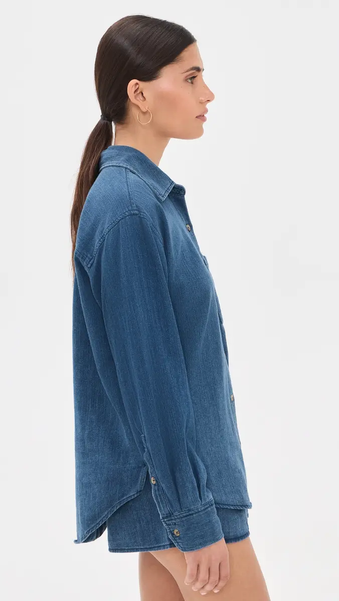 Z Supply Perfect Twill Button Down Shirt Twilight Blue | Thumbnail 4