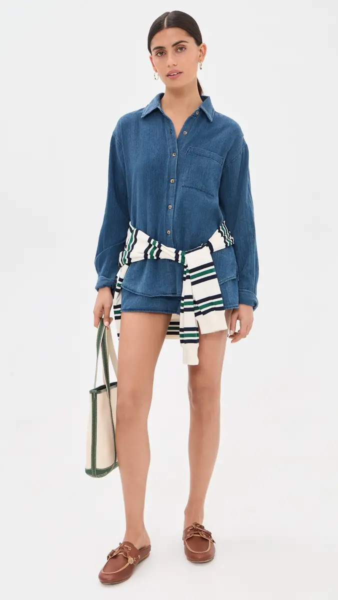 Z Supply Perfect Twill Button Down Shirt Twilight Blue | Thumbnail 5