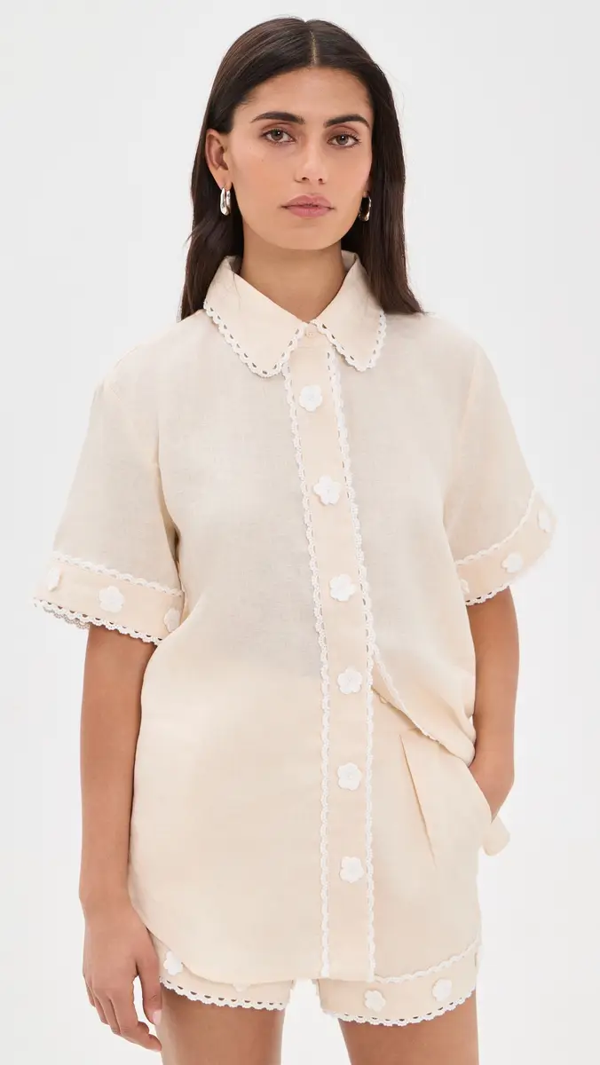 English Factory Floral Linen Button Down Shirt | Thumbnail 2 English Factory Floral Linen Button Down Shirt | Thumbnail 2