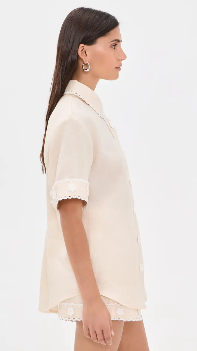 English Factory Floral Linen Button Down Shirt | Thumbnail 4 English Factory Floral Linen Button Down Shirt | Thumbnail 4