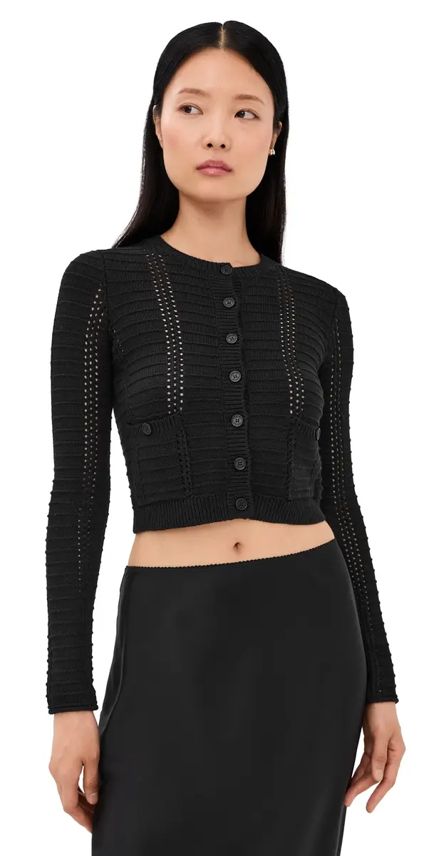 Sablyn Charlotte Slim Crewneck Cardigan Black | Image 1 Sablyn Charlotte Slim Crewneck Cardigan Black | Image 1