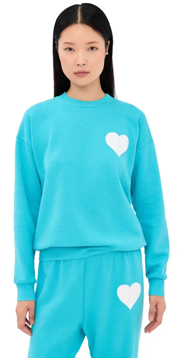 Sprwmn Heart Sweatshirt Aquamarine | Image 1 Sprwmn Heart Sweatshirt Aquamarine | Image 1