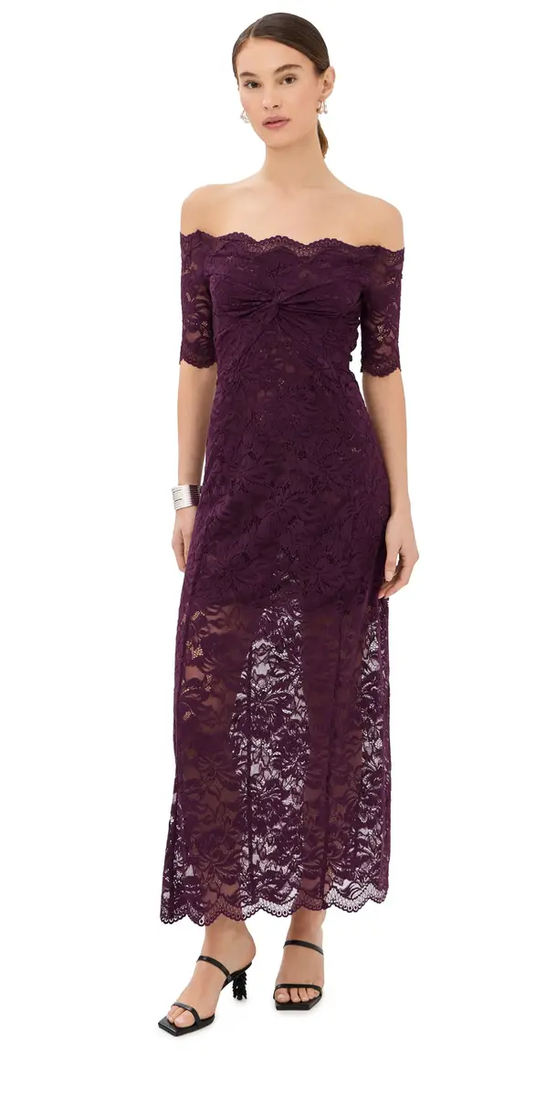 rabanne Twisted Stretch Lace Dress Magenta Purple | Image 1 rabanne Twisted Stretch Lace Dress Magenta Purple | Image 1