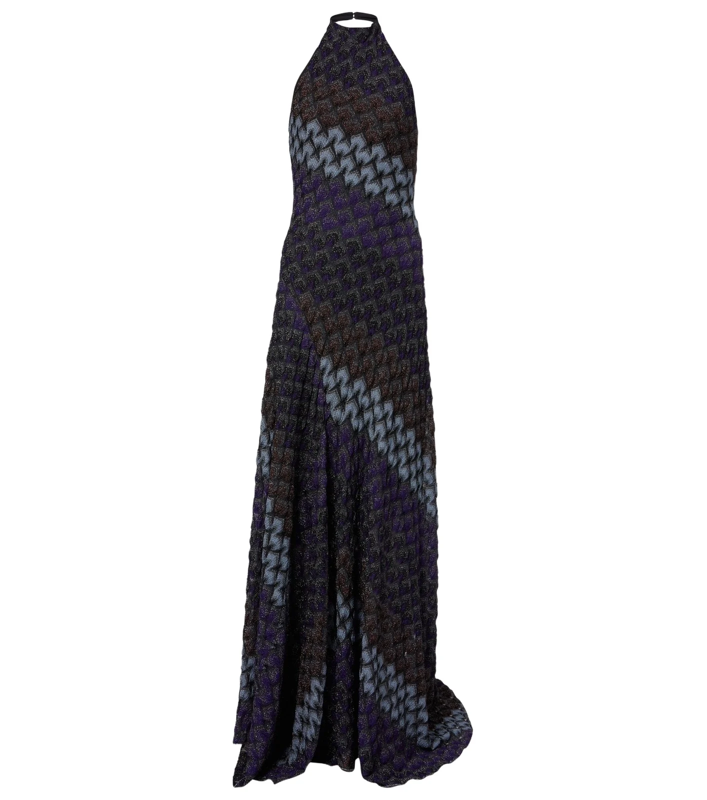 Missoni Halterneck knitted lamé gown
