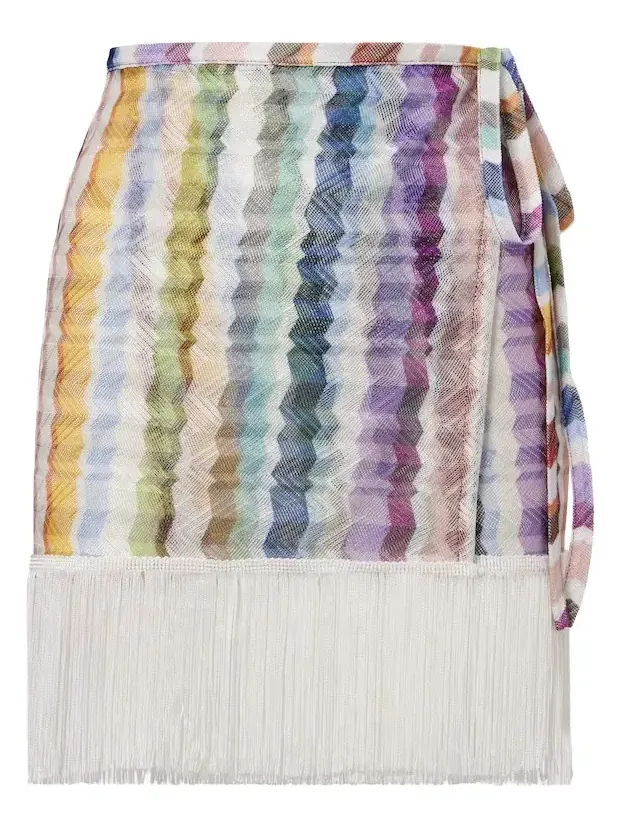 Zigzag fringed wrap skirt