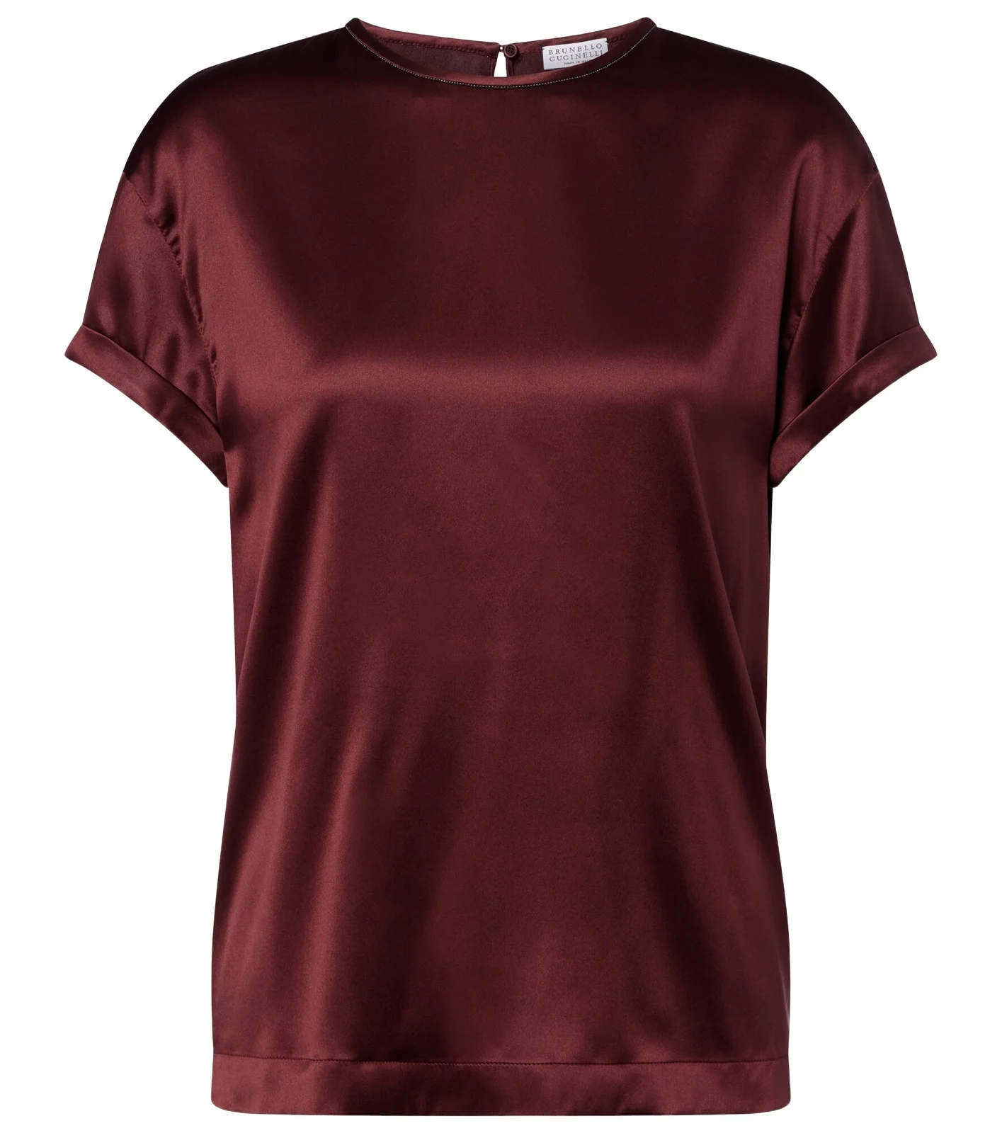 Brunello Cucinelli Monili silk-blend satin T-shirt