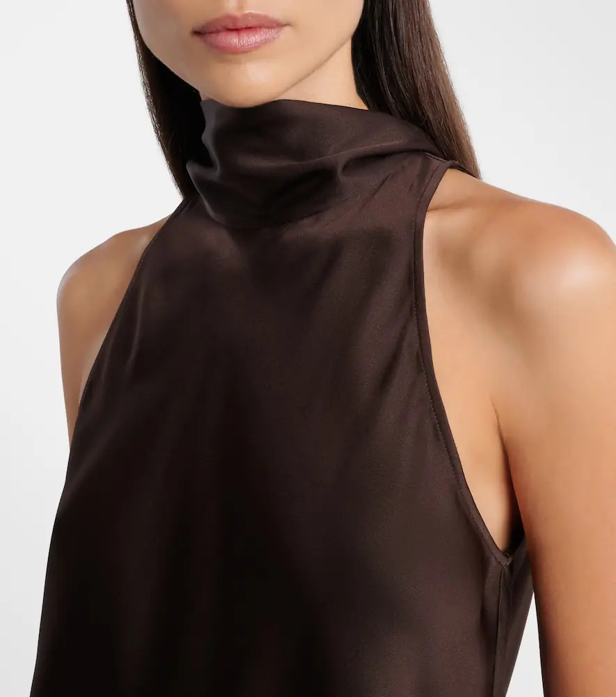 Brunello Cucinelli Asymmetric silk satin top | Thumbnail 4 Brunello Cucinelli Asymmetric silk satin top | Thumbnail 4