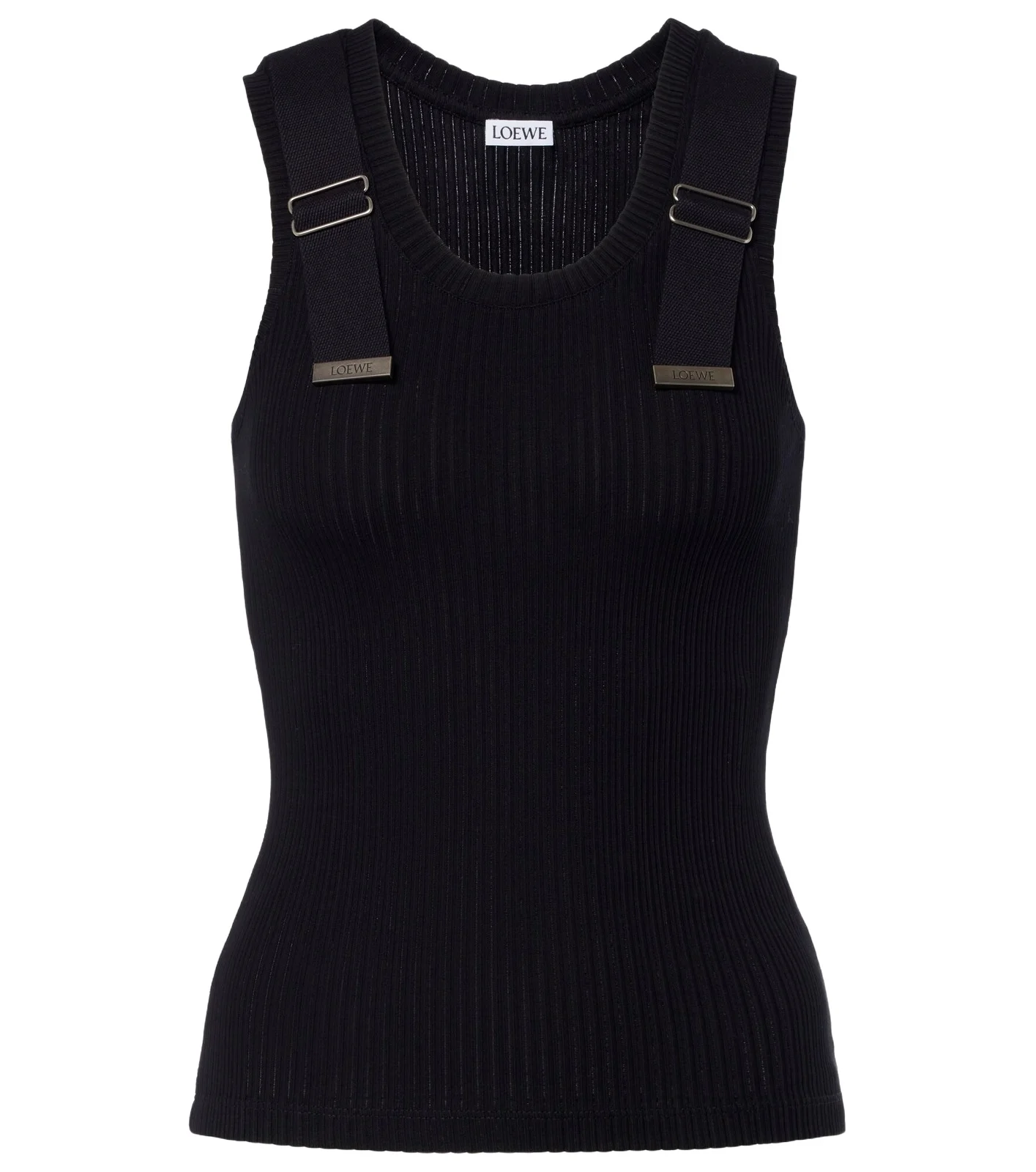 Ribbed-knit cotton-blend tank top