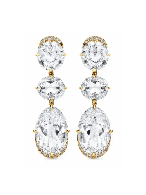 36.61ct Diamond Topaz 18K Gold Earrings