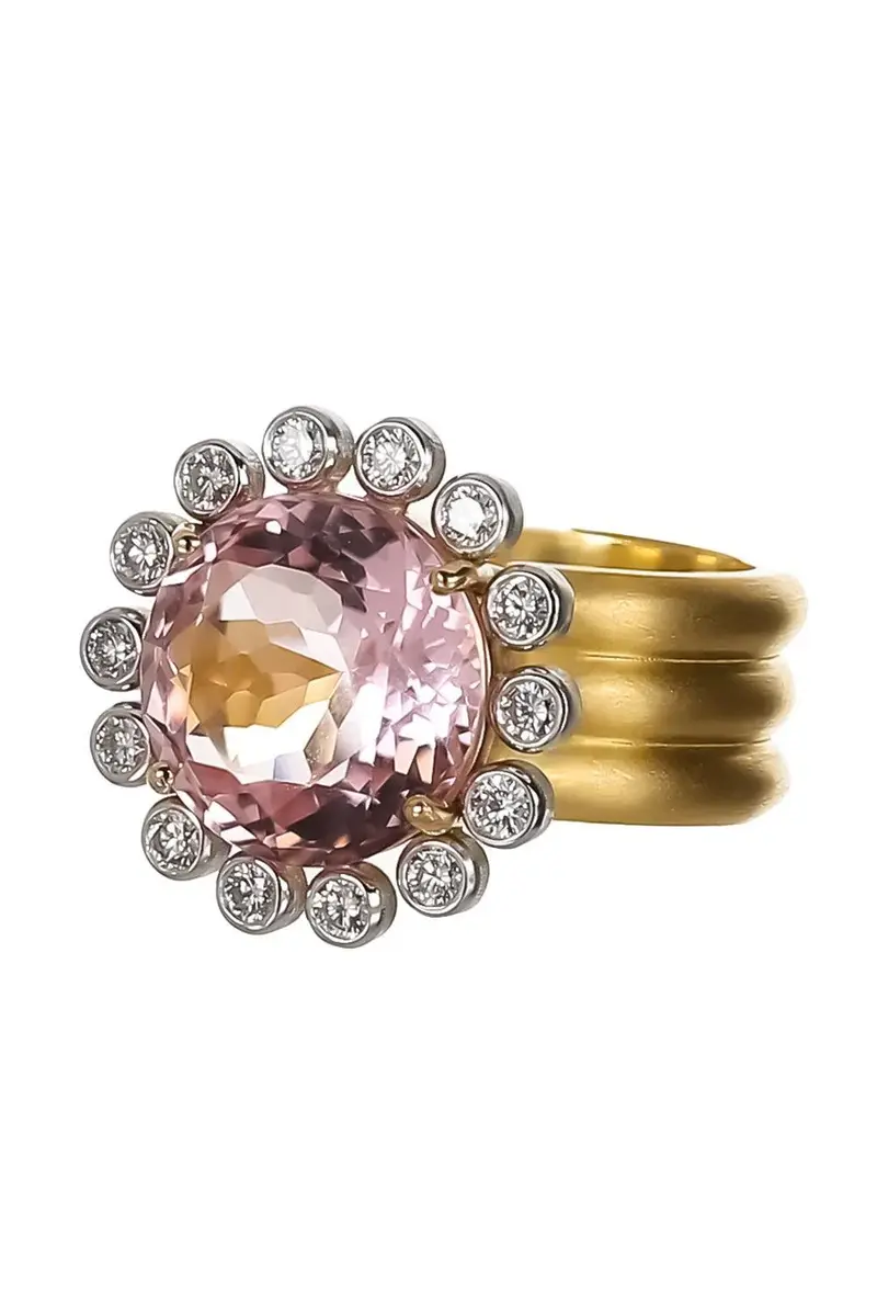 IRENE NEUWIRTH JEWELRY Morganite Diamond Heroic Triple Band Ring | Thumbnail 5 IRENE NEUWIRTH JEWELRY Morganite Diamond Heroic Triple Band Ring | Thumbnail 5