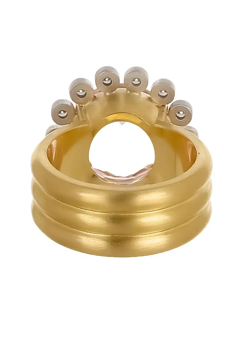 IRENE NEUWIRTH JEWELRY Morganite Diamond Heroic Triple Band Ring | Thumbnail 6 IRENE NEUWIRTH JEWELRY Morganite Diamond Heroic Triple Band Ring | Thumbnail 6