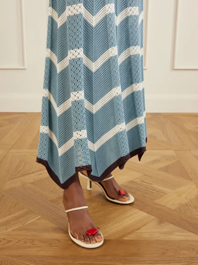 La DoubleJ Chevron Scalloped Striped Pointelle-knit Cotton Maxi Skirt | Thumbnail 5 La DoubleJ Chevron Scalloped Striped Pointelle-knit Cotton Maxi Skirt | Thumbnail 5