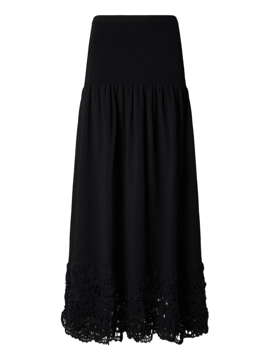 Leona Crochet-knit Ribbed Midi Skirt