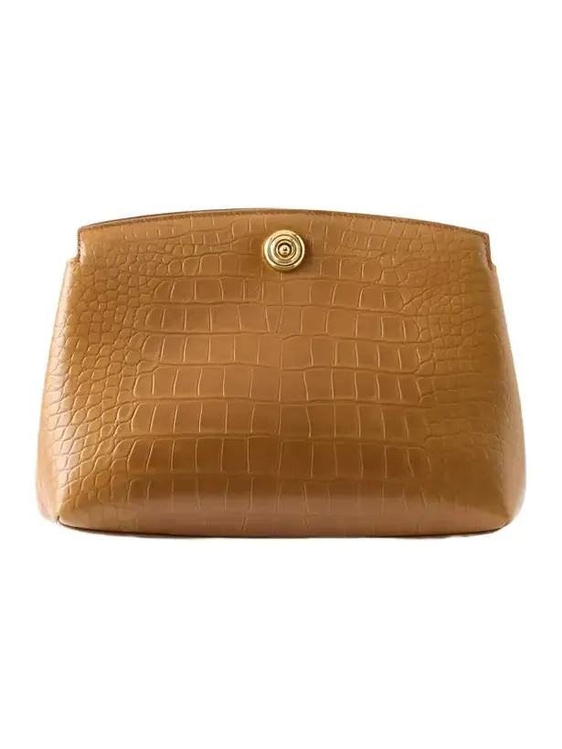 Pushlock Croc-effect Leather Clutch
