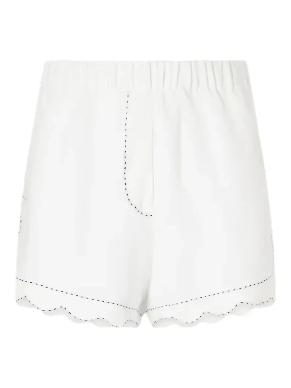 Vita Kin Gatsby Scalloped Broderie Anglaise-trimmed Linen Shorts
