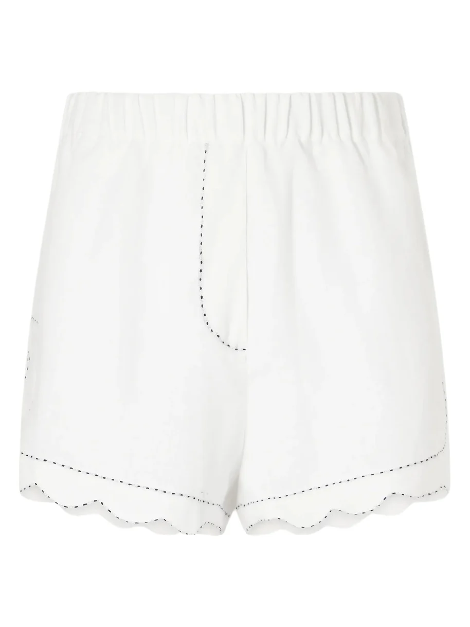 Vita Kin Gatsby Scalloped Broderie Anglaise-trimmed Linen Shorts