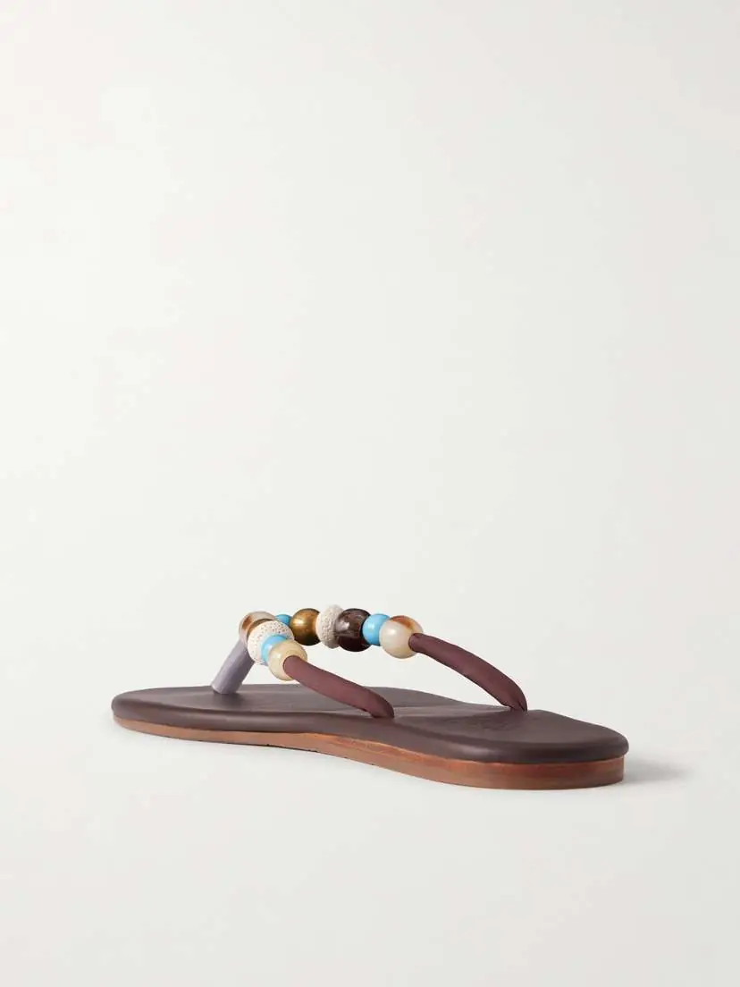Ancient Greek Sandals Saionara Bead-embellished Leather Flip Flops | Thumbnail 3 Ancient Greek Sandals Saionara Bead-embellished Leather Flip Flops | Thumbnail 3