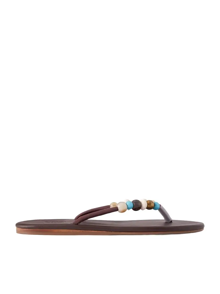 Ancient Greek Sandals Saionara Bead-embellished Leather Flip Flops | Image 1 Ancient Greek Sandals Saionara Bead-embellished Leather Flip Flops | Image 1