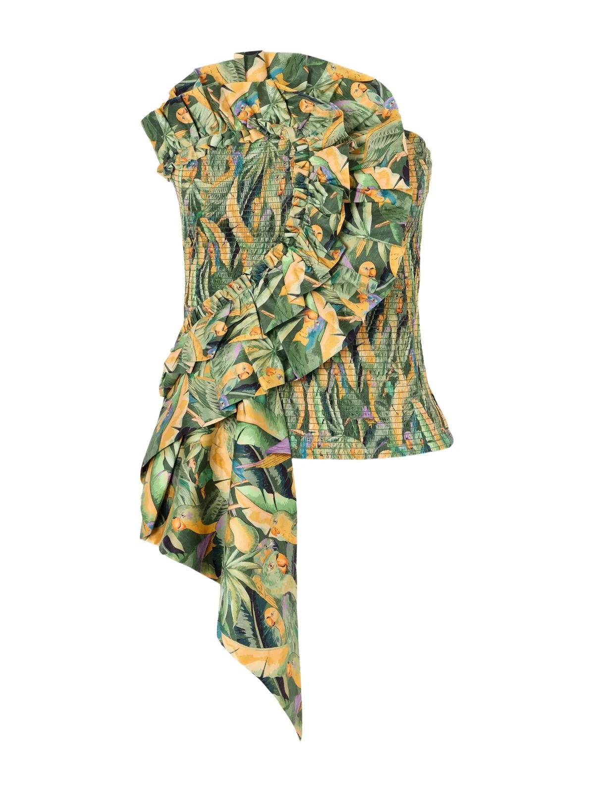 Strapless Ruched Cotton Tank