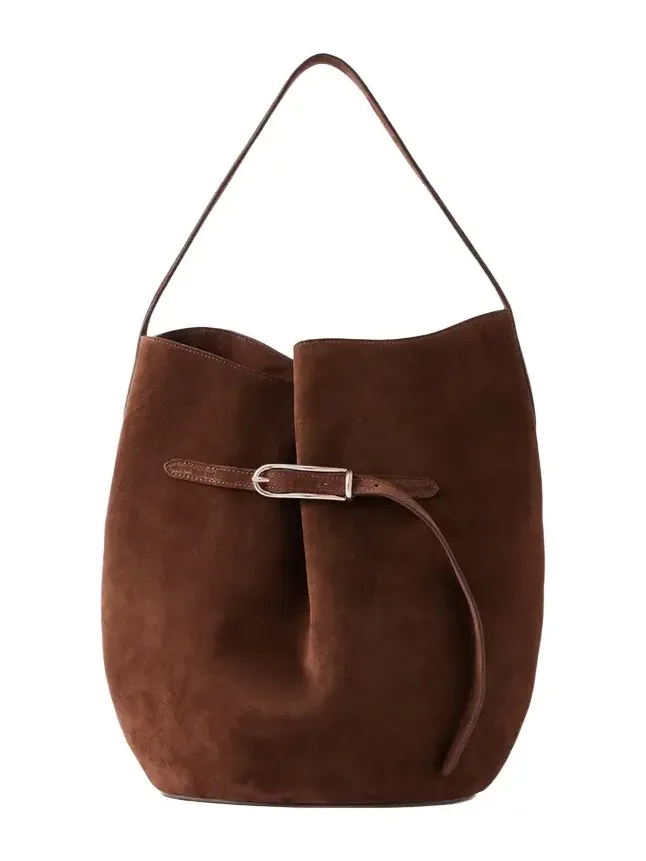 Buckled Large Suede Shoulder Bag Buckled Large Suede Shoulder Bag