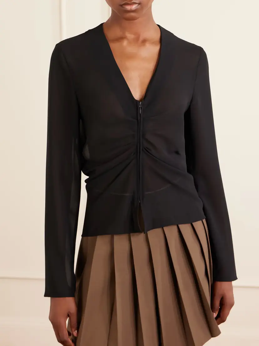 MM6 MAISON MARGIELA Jersey Zip-up Blouse | Thumbnail 3