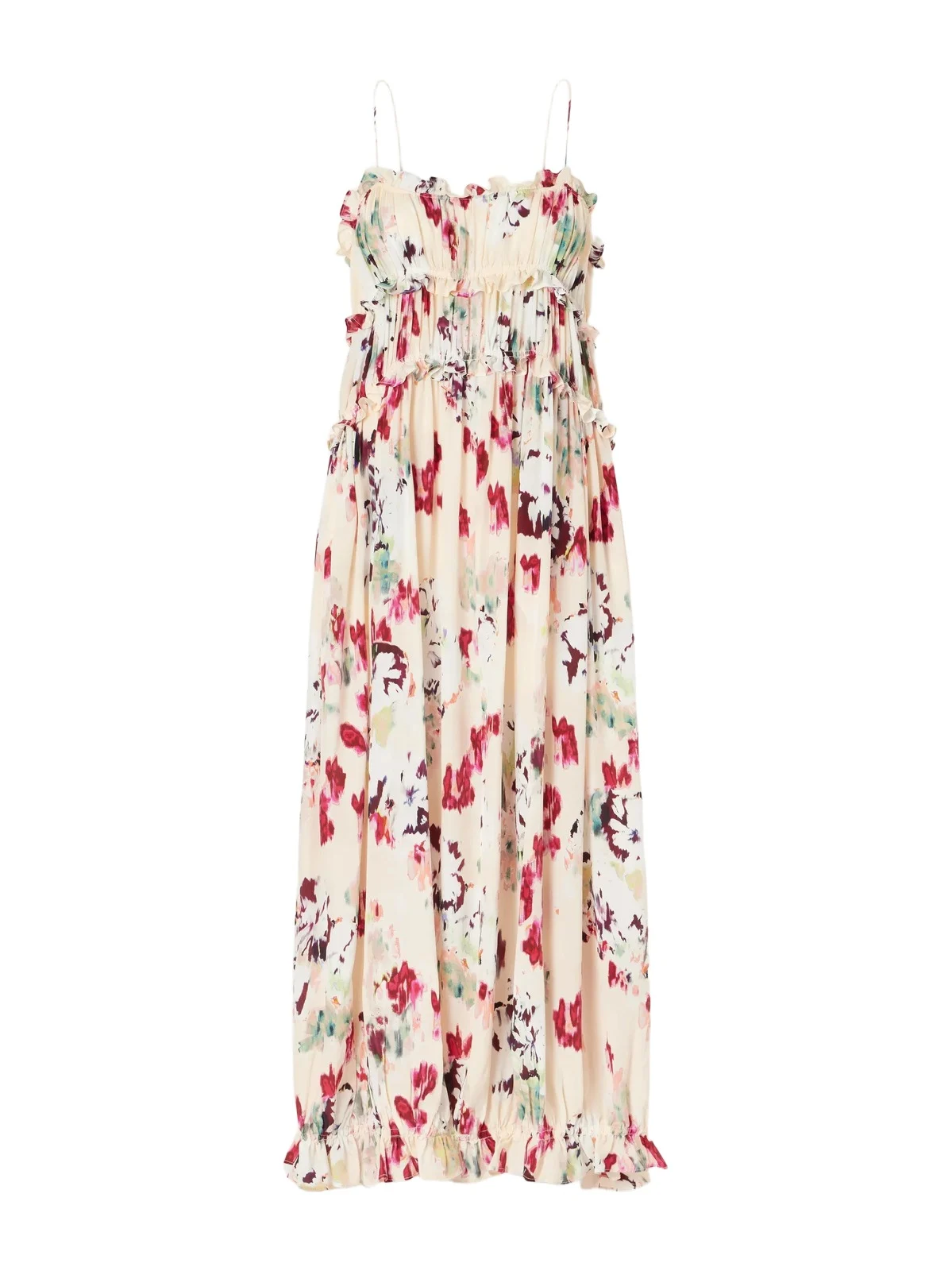 Clove Floral-print Ruched Silk Maxi Dress Clove Floral-print Ruched Silk Maxi Dress
