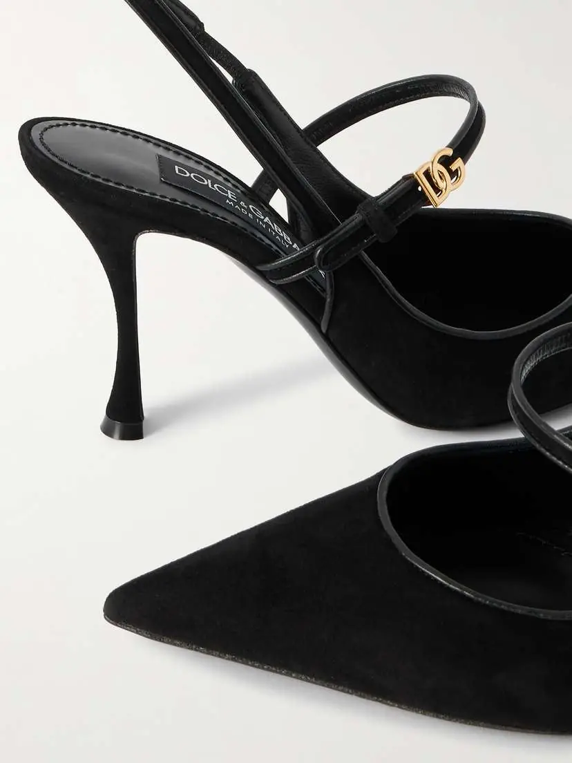 Dolce & Gabbana Italian Tailoring Leather-trimmed Suede Slingback Pumps | Thumbnail 4 Dolce & Gabbana Italian Tailoring Leather-trimmed Suede Slingback Pumps | Thumbnail 4
