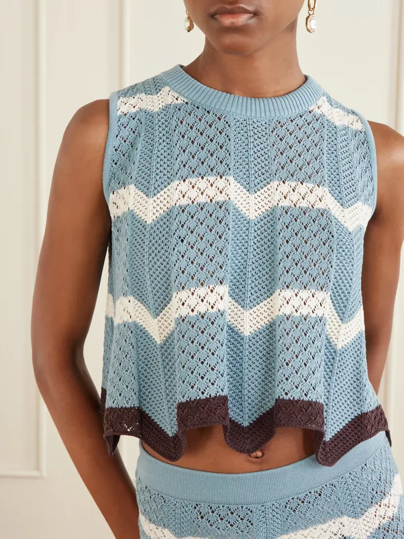 La DoubleJ Scalloped Striped Pointelle-knit Cotton Tank | Thumbnail 4 La DoubleJ Scalloped Striped Pointelle-knit Cotton Tank | Thumbnail 4